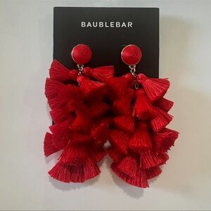 BaubleBar Vibrant Red Tassel Earrings